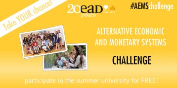 Banner: OeAD und AEMS Summer School auf gelbem Hintergrund