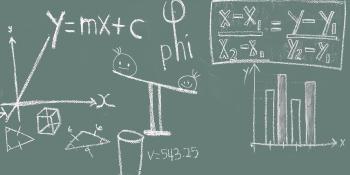 Diverse mathematische Formeln auf Tafel