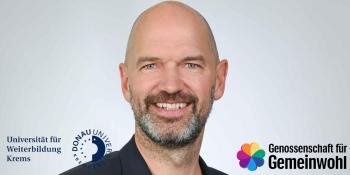 Peter Kirchschläger, Logo Genossenschaft für Gemeinwohl, Logo Universität für Weiterbildung Krems