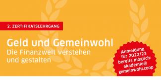 Bild: Genossenschaft für Gemeinwohl Banner Zertifikatslehrgang 2021/22